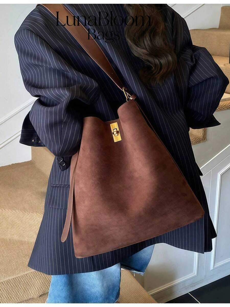 Designer Tote Bag, Luxury Vintage Large Capacity Shoulder Purse Women, Structured Crossbody Handbag Work Travel