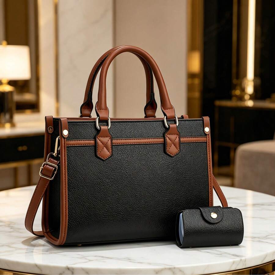 Small Book Tote Bags For Women Colorblock Purses For Women,Double Handle,Adjutable Shoulder Strap For Commuting&Daily&Gifts For Mom On Mother's Day,Gifts For Girfirend On Birthday Gift