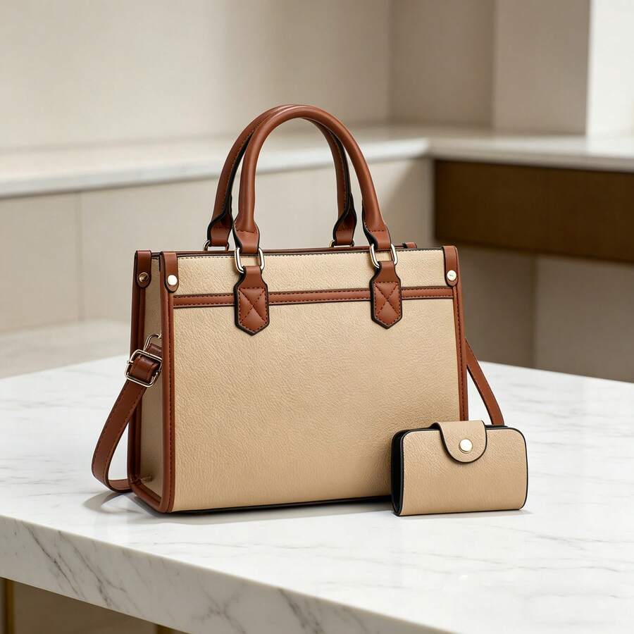 Small Book Tote Bags For Women Colorblock Purses For Women,Double Handle,Adjutable Shoulder Strap For Commuting&Daily&Gifts For Mom On Mother's Day,Gifts For Girfirend On Birthday Gift