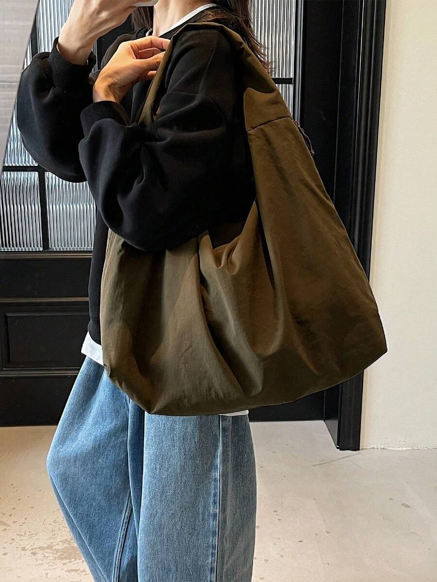Fashion Solid Color High-Capacity Multi-Pocket Multi-Compartment Shoulder Armpit Tote Bag