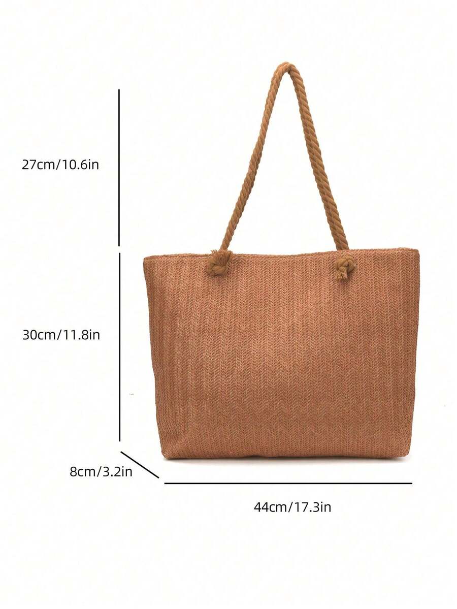 Dedoo Woven Large Capacity Tote Bag, Lightweight Shopping Shoulder Bag, Summer Travel Essential Women's Vacation Backpack