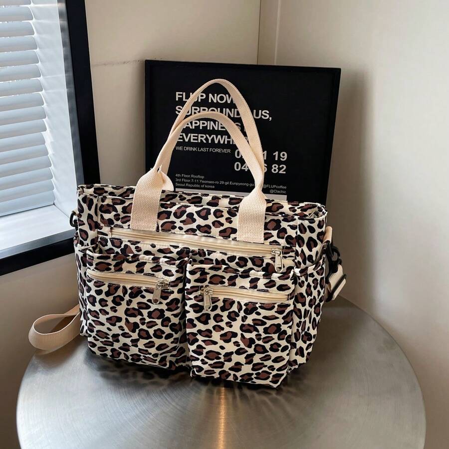 Fashionable Casual Print Tote Bag, Suitable For Commuting, Work, Business Trip, Travel, Fitness, Can Hold Water Bottle, Phone, Cosmetics, Umbrella And Other Daily Items, Can Be Worn On The Shoulder Or