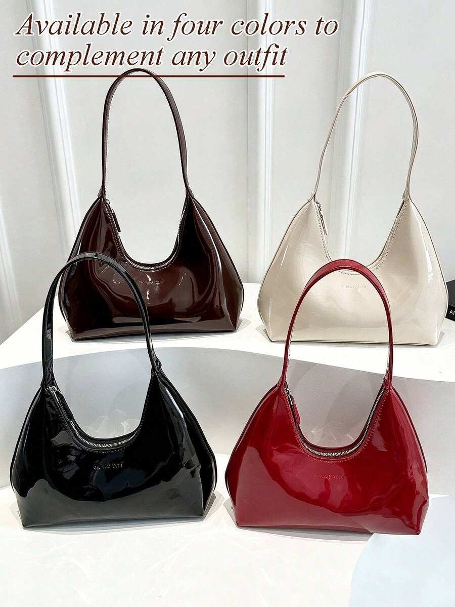 1pc Fashion Handbag Classic Shoulder Bag For Modern Girls Large Capacity Tote Bag Y2k Underarm Bag Half Moon Bag Black Purse Beach Vocation Bags