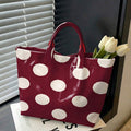 1pc Fashionable PVC Large-Capacity Women'S Tote Bag, Exquisite Daisy Floral And Dots Printed Handbag, Daily Commuting Handbag