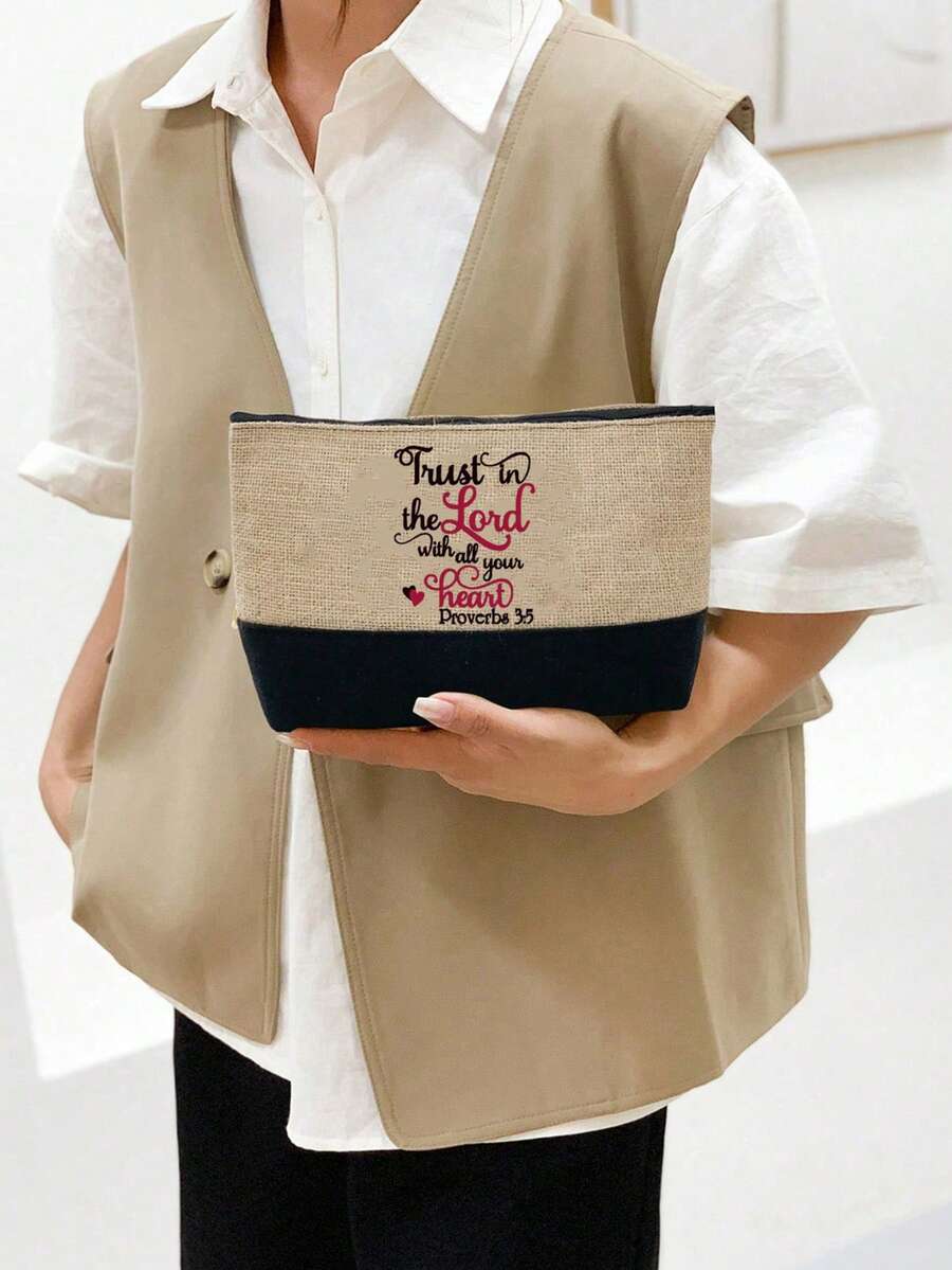 Christian Theme Tote Bag Set, Reusable Printed Women's Tote Bag, Double Handle Large Capacity Shoulder Bag, Casual Shopping Book Bag, Commute School Outdoor Storage Bag, Also Can Be Used As Lunch Bag