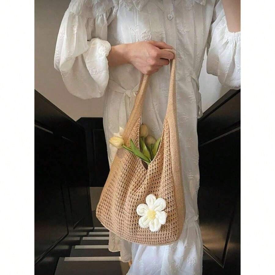 Bohemian Fashion Crochet Tote Bag, Lightweight Shoulder Beach Bag Ideal For Vacations, Handmade Accessory, Friendly Totes, Handcrafted Bag