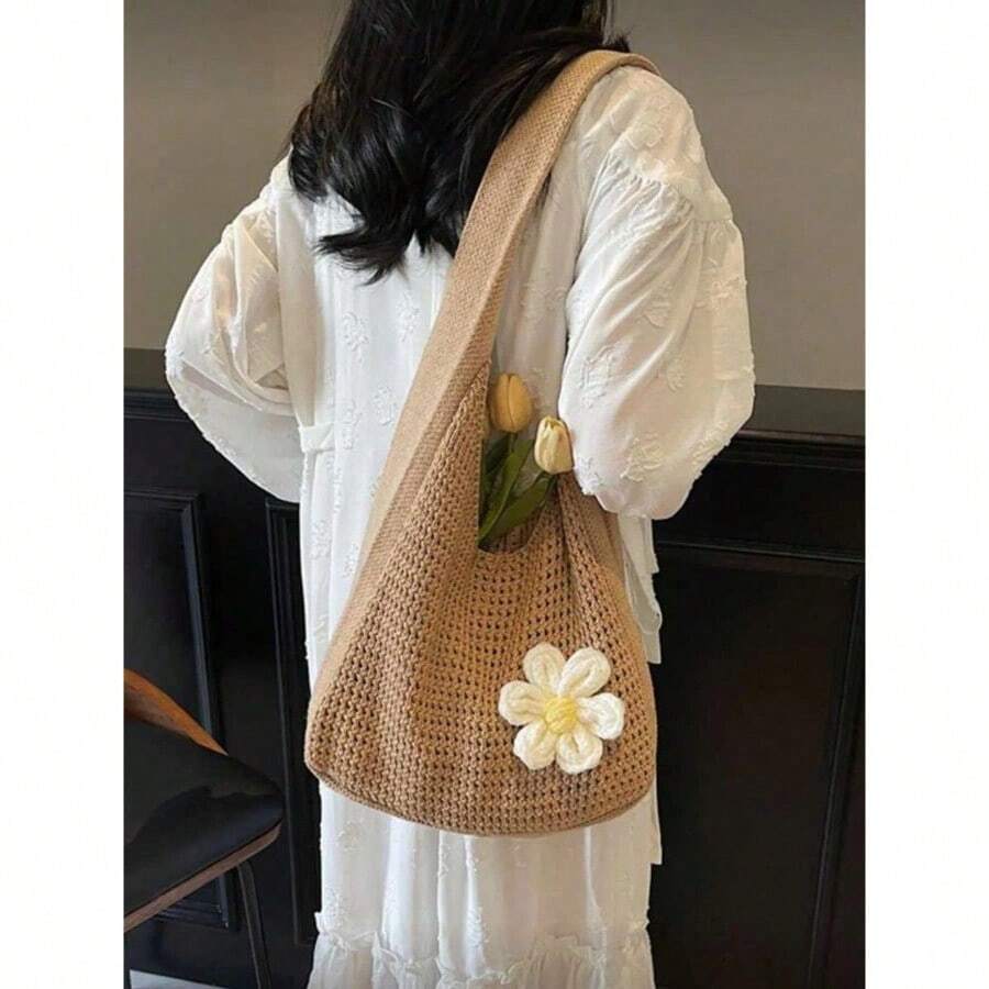 Bohemian Fashion Crochet Tote Bag, Lightweight Shoulder Beach Bag Ideal For Vacations, Handmade Accessory, Friendly Totes, Handcrafted Bag