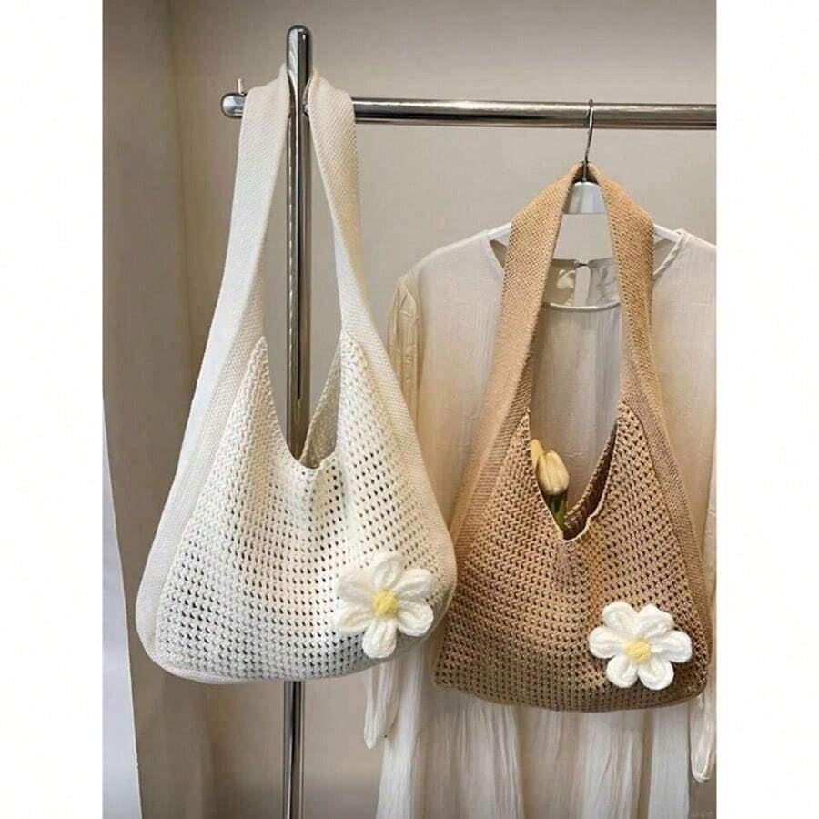 Bohemian Fashion Crochet Tote Bag, Lightweight Shoulder Beach Bag Ideal For Vacations, Handmade Accessory, Friendly Totes, Handcrafted Bag