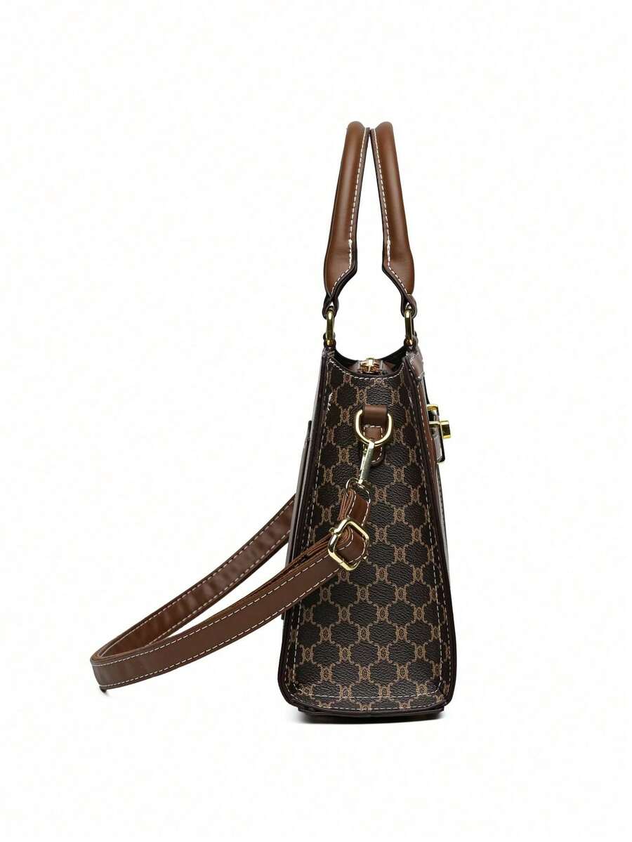 3pcs Set Multicolor Plaid PU Handbag, Shoulder Bag, Zipper Tote, Fashionable Versatile Elegant Middle-Aged Women Bag For Daily Use