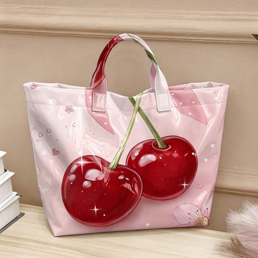 Women's High Quality Large Tote Bag With Multicolored Print- PVC Handbag Suitable For Travel, Shopping, Multi-Color Shoulder Bag Gift For Clothes