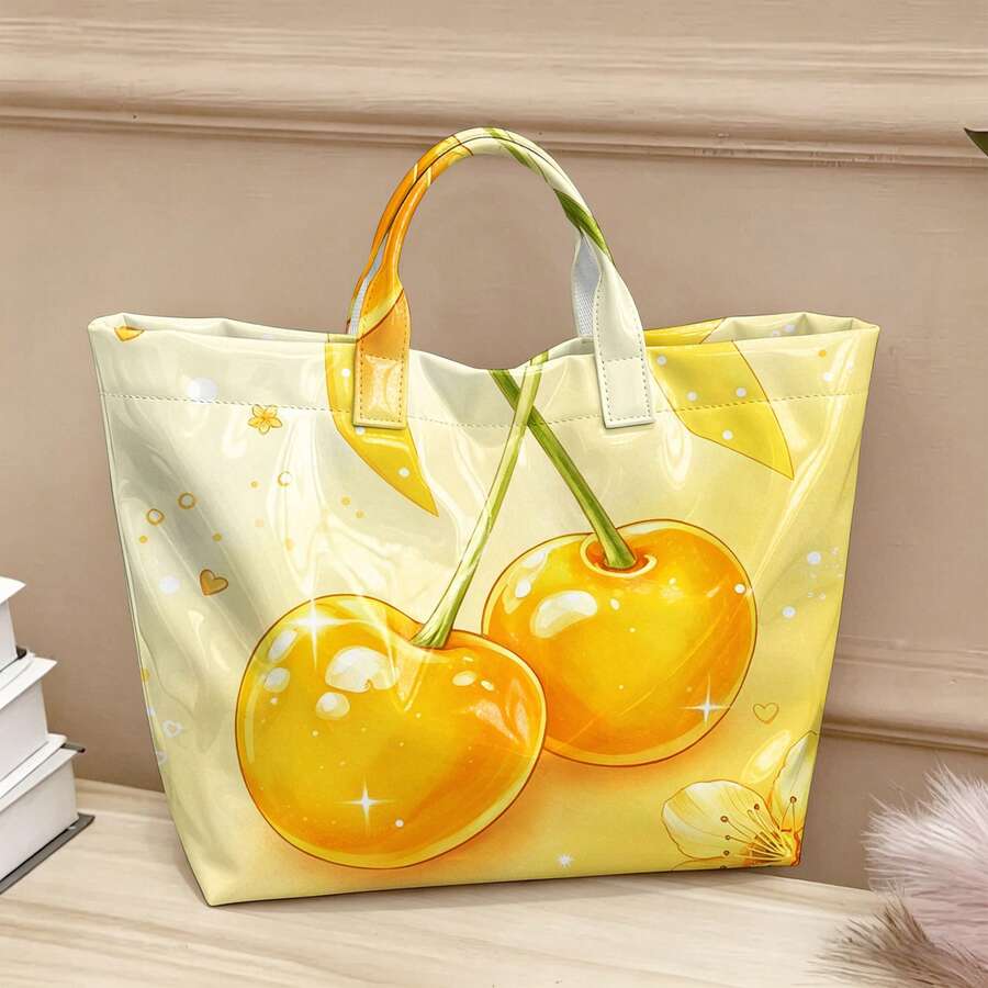 Women's High Quality Large Tote Bag With Multicolored Print- PVC Handbag Suitable For Travel, Shopping, Multi-Color Shoulder Bag Gift For Clothes