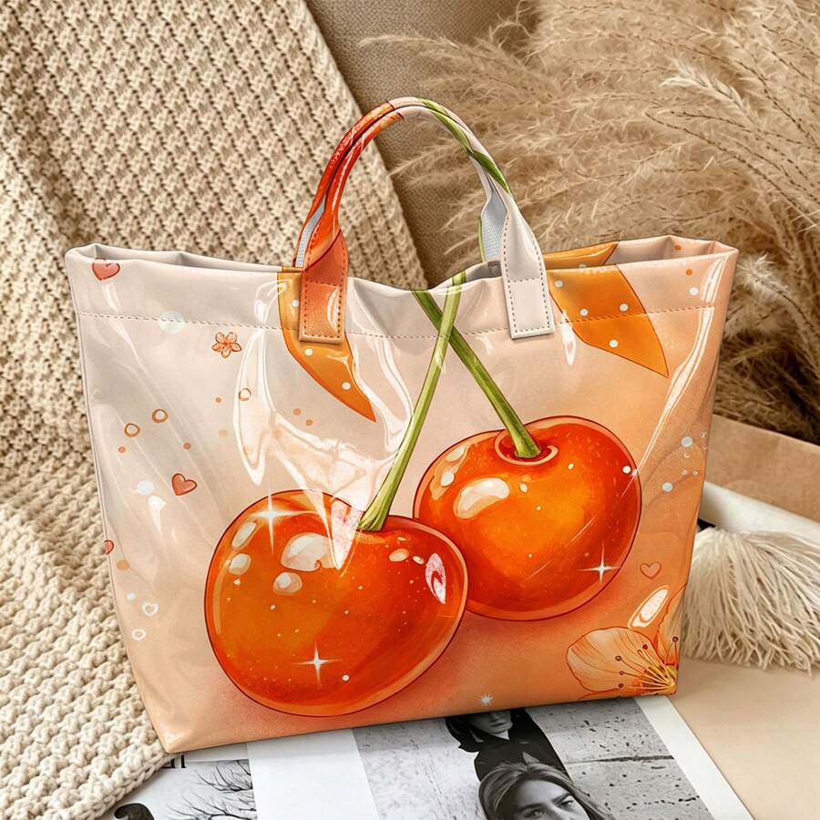 Women's High Quality Large Tote Bag With Multicolored Print- PVC Handbag Suitable For Travel, Shopping, Multi-Color Shoulder Bag Gift For Clothes