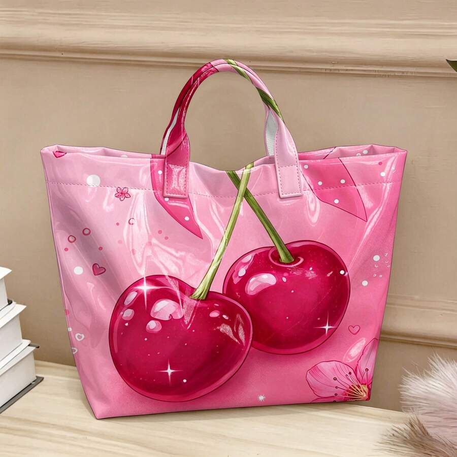 Women's High Quality Large Tote Bag With Multicolored Print- PVC Handbag Suitable For Travel, Shopping, Multi-Color Shoulder Bag Gift For Clothes