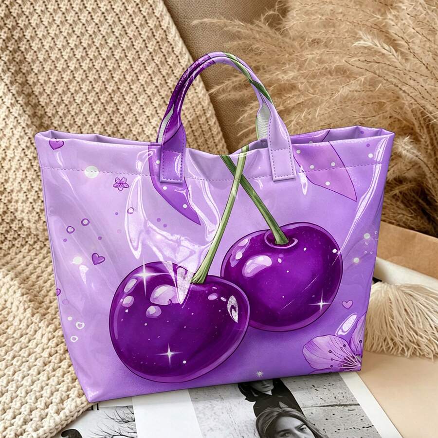 Women's High Quality Large Tote Bag With Multicolored Print- PVC Handbag Suitable For Travel, Shopping, Multi-Color Shoulder Bag Gift For Clothes