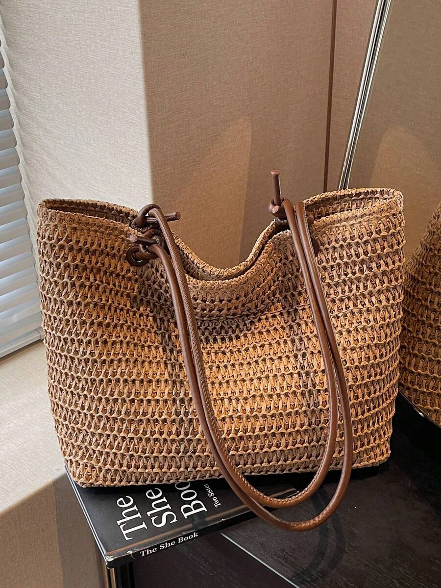 1pc Colorful Large Capacity Women's Tote Bag, Shoulder Bag, Beach Bag, Rainbow Bag, Suitable For Outings, Travel, Shopping, Vacation, Can Fit Laptop, Textbooks, Clothes