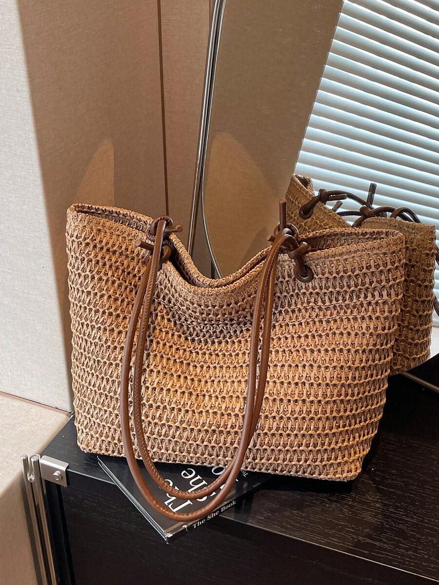 1pc Colorful Large Capacity Women's Tote Bag, Shoulder Bag, Beach Bag, Rainbow Bag, Suitable For Outings, Travel, Shopping, Vacation, Can Fit Laptop, Textbooks, Clothes