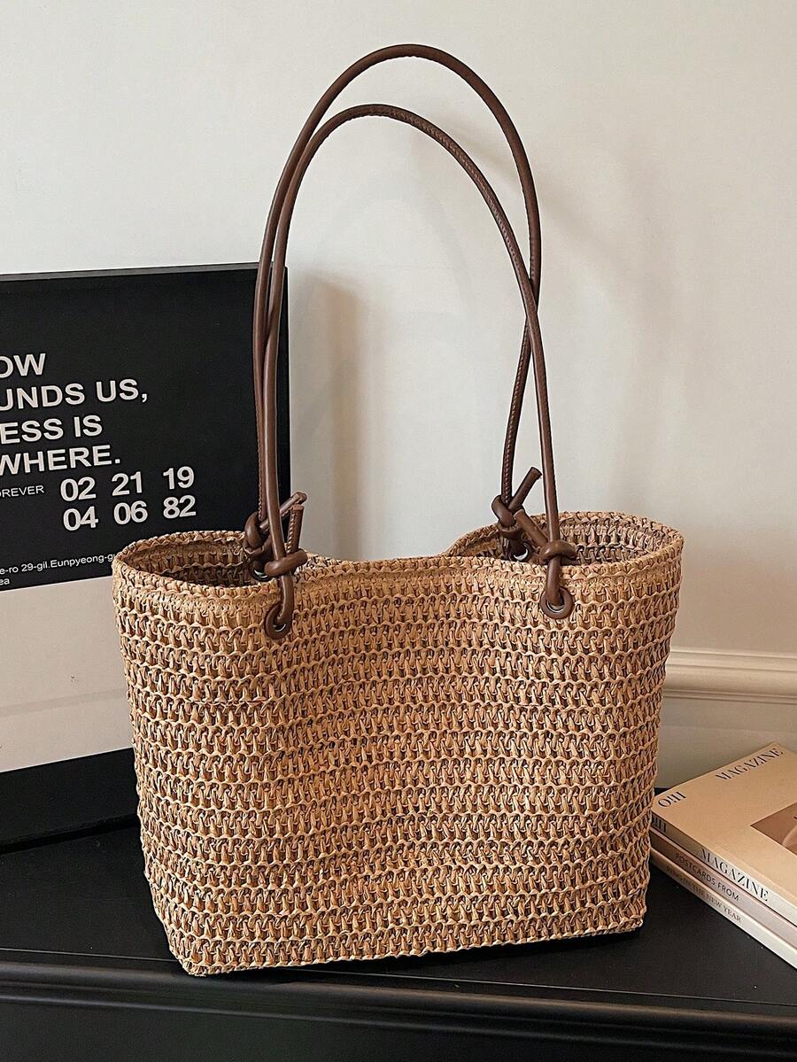 1pc Colorful Large Capacity Women's Tote Bag, Shoulder Bag, Beach Bag, Rainbow Bag, Suitable For Outings, Travel, Shopping, Vacation, Can Fit Laptop, Textbooks, Clothes