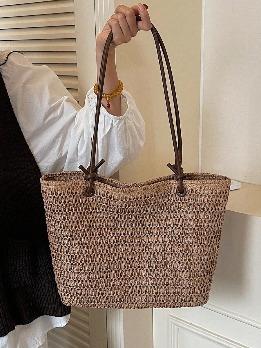 1pc Colorful Large Capacity Women's Tote Bag, Shoulder Bag, Beach Bag, Rainbow Bag, Suitable For Outings, Travel, Shopping, Vacation, Can Fit Laptop, Textbooks, Clothes