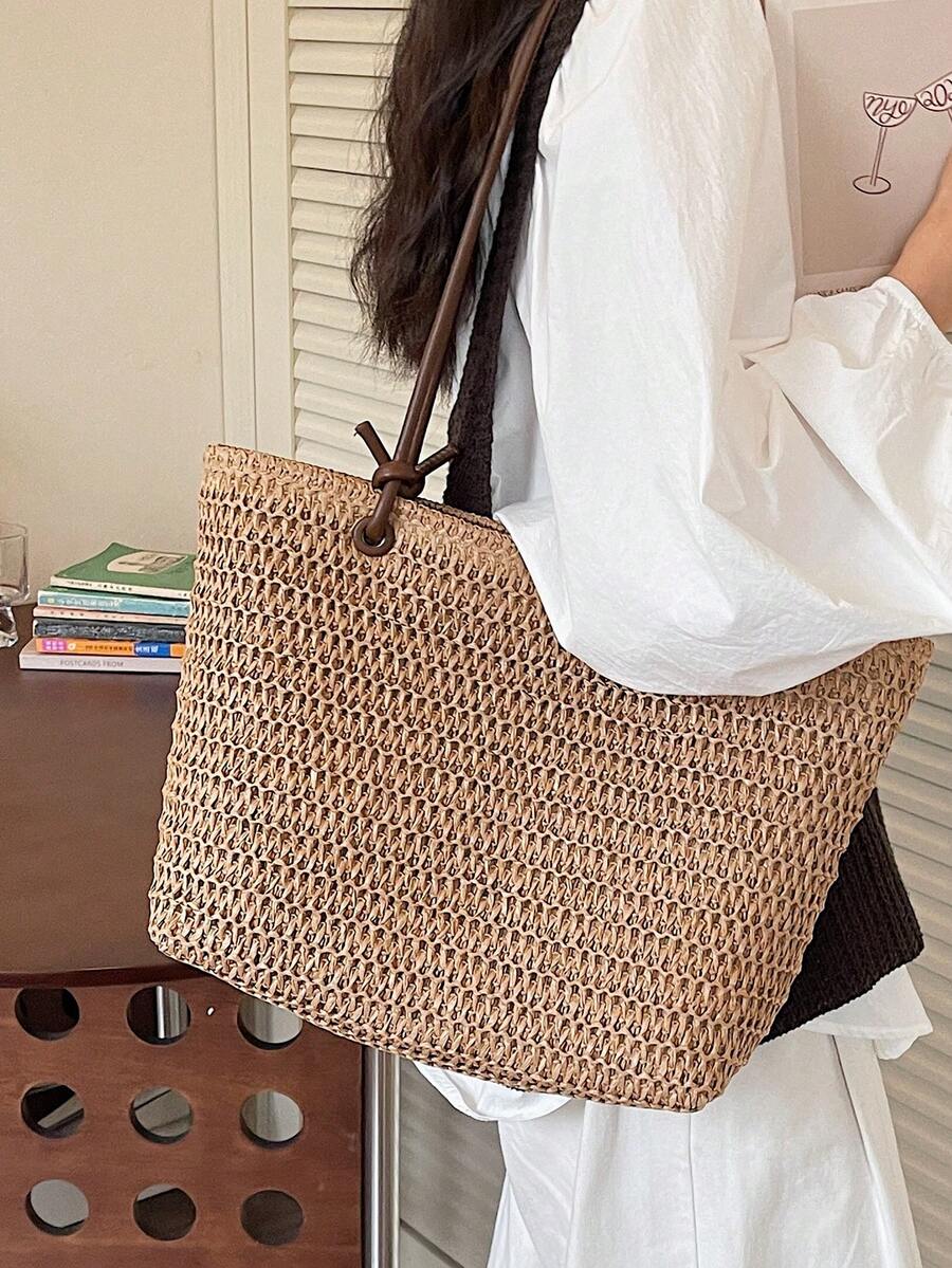 1pc Colorful Large Capacity Women's Tote Bag, Shoulder Bag, Beach Bag, Rainbow Bag, Suitable For Outings, Travel, Shopping, Vacation, Can Fit Laptop, Textbooks, Clothes