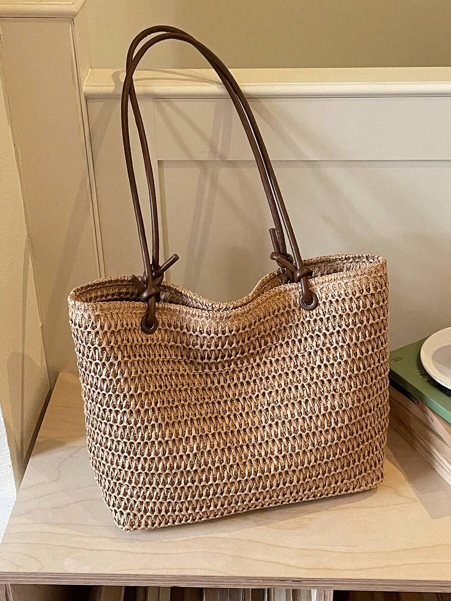 1pc Colorful Large Capacity Women's Tote Bag, Shoulder Bag, Beach Bag, Rainbow Bag, Suitable For Outings, Travel, Shopping, Vacation, Can Fit Laptop, Textbooks, Clothes