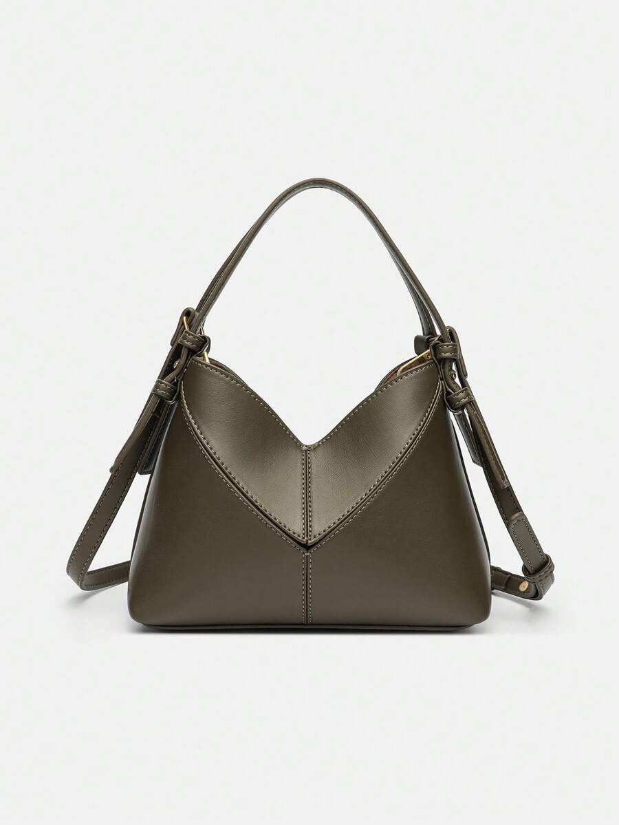 Women Two-Tone Design Mini Canvas Tote Bag, Fashion Shoulder Hand Bucket Bag