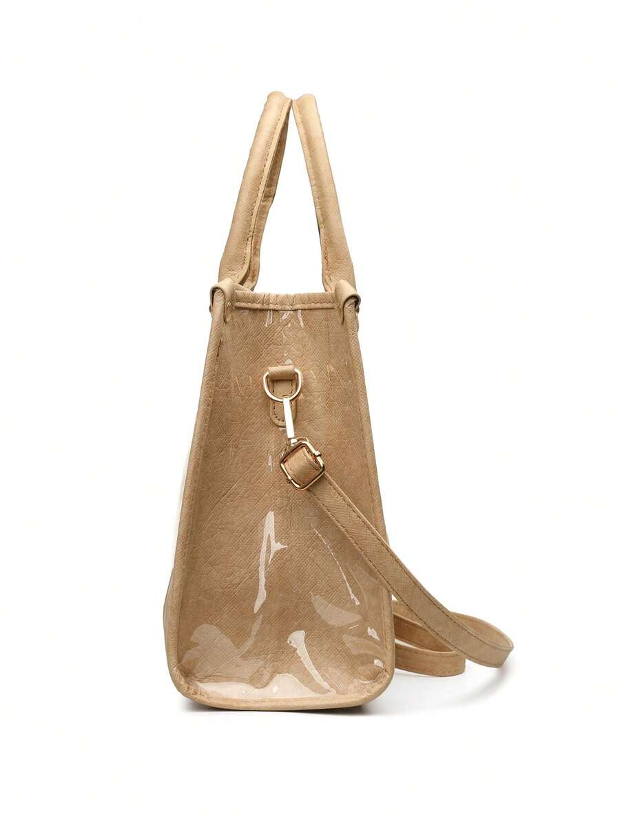Multifunctional Travel Portable Fashion Bag With Detachable Shoulder Strap Transparent Material Work Daily Commute Women's Tote Bag