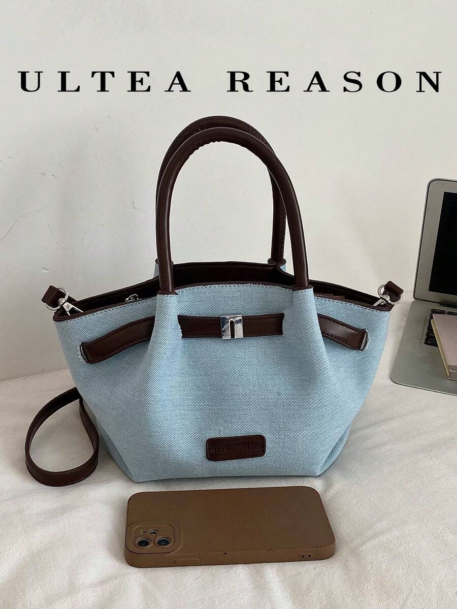 1pc Color Block PU Leather New Women Backpack, Shoulder Bag, Crossbody Bag, Fashion Tote Handbag, Adjustable Strap, Suitable For Girls, College Students, Young Professionals, Office, Business, Commute