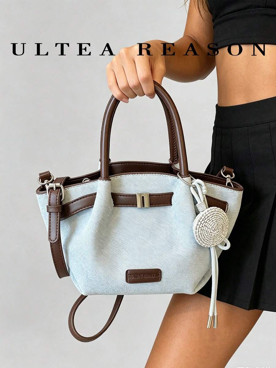 1pc Color Block PU Leather New Women Backpack, Shoulder Bag, Crossbody Bag, Fashion Tote Handbag, Adjustable Strap, Suitable For Girls, College Students, Young Professionals, Office, Business, Commute