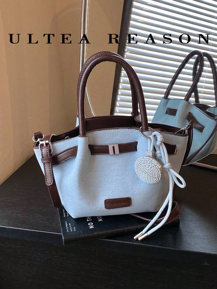 1pc Color Block PU Leather New Women Backpack, Shoulder Bag, Crossbody Bag, Fashion Tote Handbag, Adjustable Strap, Suitable For Girls, College Students, Young Professionals, Office, Business, Commute