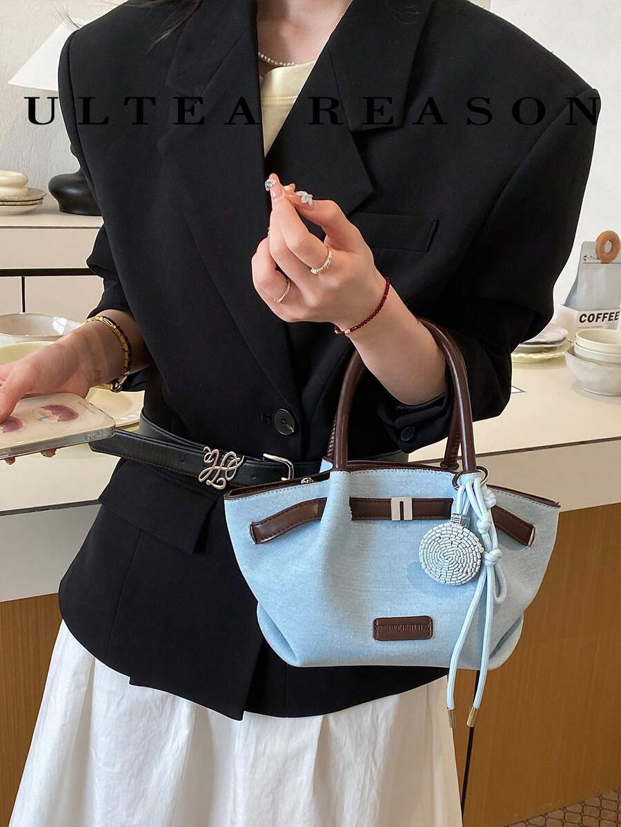 1pc Color Block PU Leather New Women Backpack, Shoulder Bag, Crossbody Bag, Fashion Tote Handbag, Adjustable Strap, Suitable For Girls, College Students, Young Professionals, Office, Business, Commute