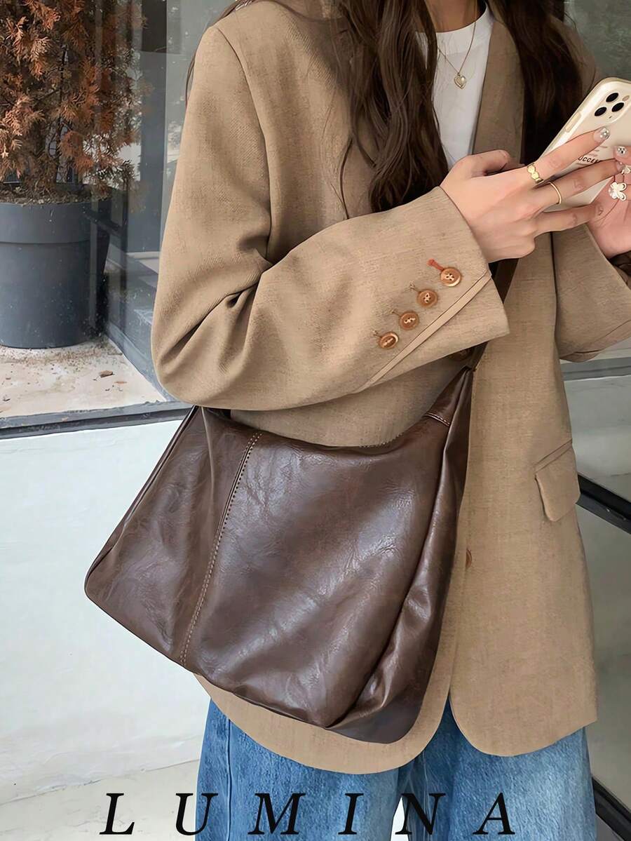 Retro Maillard Crossbody Bag, New Korean Fashion Large Capacity Handbag, Essential For Back To School Season, Street-Chic Japanese Style Ladies Bag