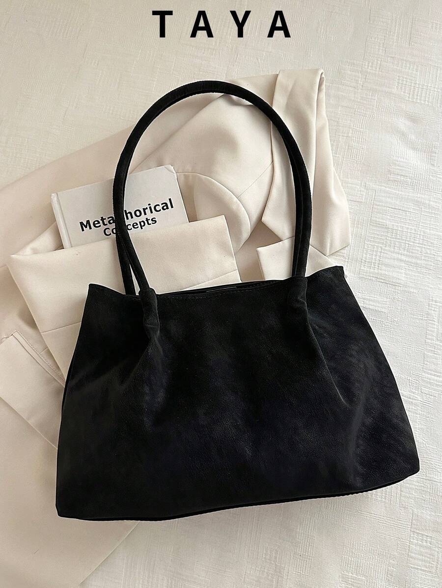 New Vintage Fashion Large Capacity Tote Bag, Lightweight Minimalist, Solid Color Shoulder Bag. Suitable For Women's Daily Life, Casual, Commute, Work, Vacation And Student Use