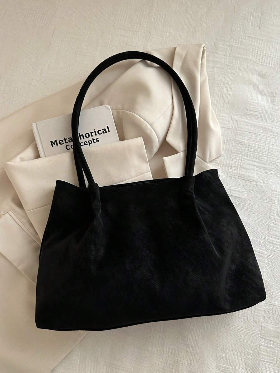 New Vintage Fashion Large Capacity Tote Bag, Lightweight Minimalist, Solid Color Shoulder Bag. Suitable For Women's Daily Life, Casual, Commute, Work, Vacation And Student Use