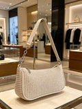 Women's Straw Crossbody Bag, Gold Chain Strap, Summer Beach Casual Tote