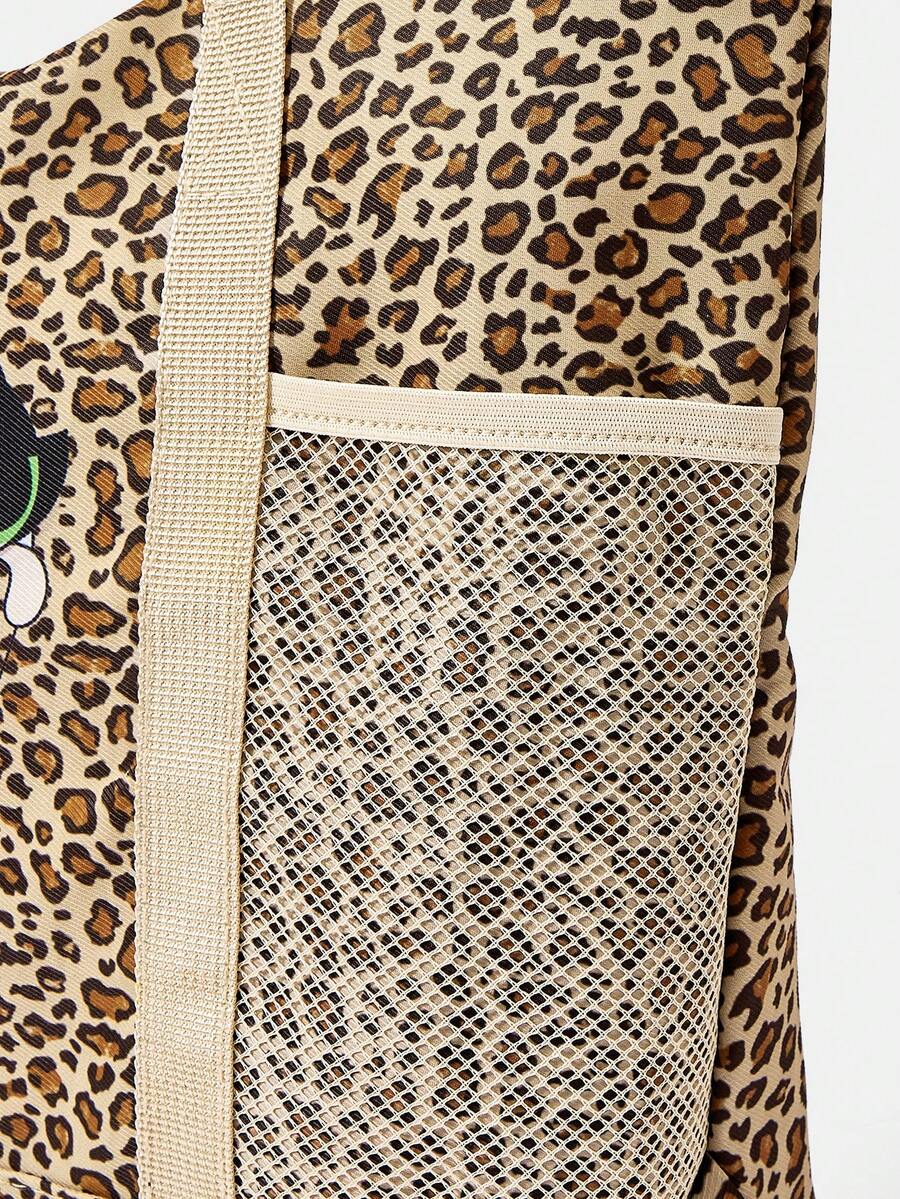 THE POWERPUFF GIRLS X A Leopard Print Shoulder Tote Bag For Girls, Versatile For Multiple Scenarios, Large Capacity, Ultra Lightweight, Durable, Versatile And Practical, High Aesthetic Value, Fa
