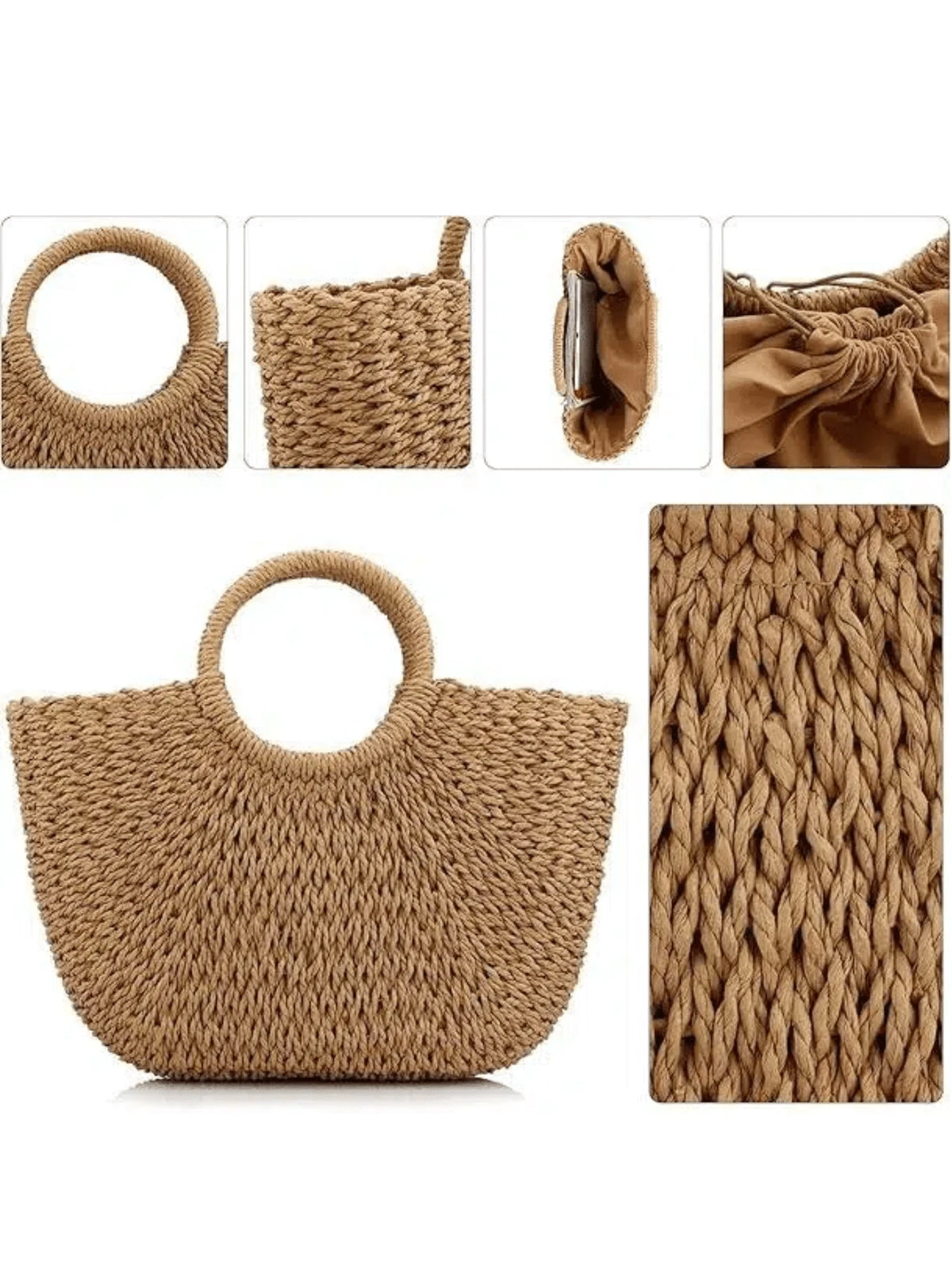 YYW Straw Bags For Women Handwoven Large Straw Tote Round Handle Summer Beach Rattan Bag Boho Chic Oversized Friendly Lightweight Holiday Gift Beachwear