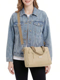 Waterproof Nylon Crossbody Bag For Women Small Tote With Zipper, Lightweight Multi Pocket Everyday Work Satchel Purse