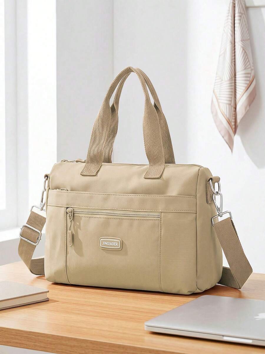 Waterproof Nylon Crossbody Bag For Women Small Tote With Zipper, Lightweight Multi Pocket Everyday Work Satchel Purse