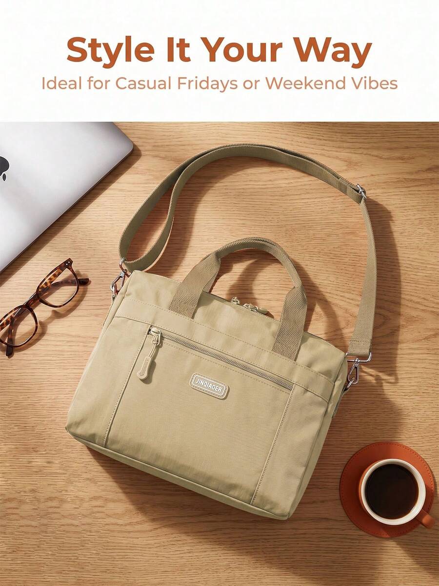 Waterproof Nylon Crossbody Bag For Women Small Tote With Zipper, Lightweight Multi Pocket Everyday Work Satchel Purse