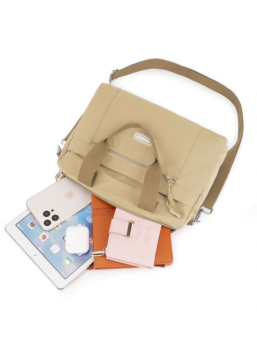 Waterproof Nylon Crossbody Bag For Women Small Tote With Zipper, Lightweight Multi Pocket Everyday Work Satchel Purse