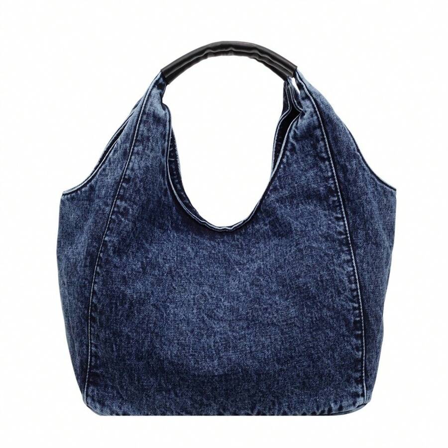 2026 New High- End Denim Tote Bag Large Capacity Retro Casual Commuter Shoulder Bag For Women Crossbody