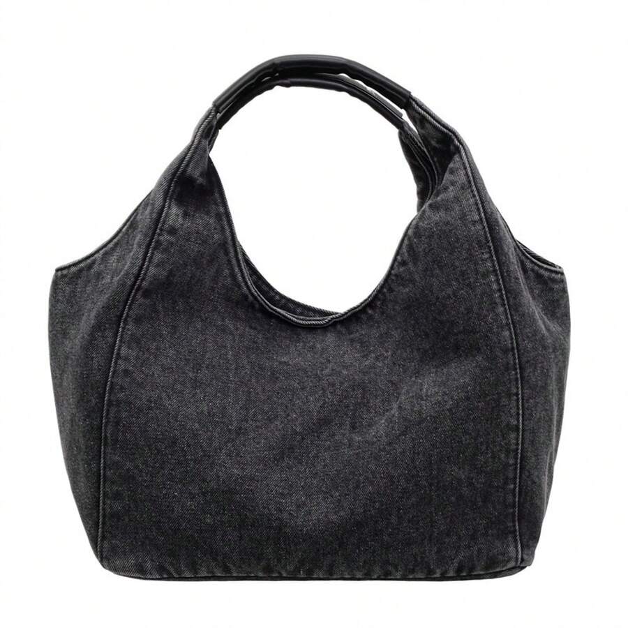 2026 New High- End Denim Tote Bag Large Capacity Retro Casual Commuter Shoulder Bag For Women Crossbody