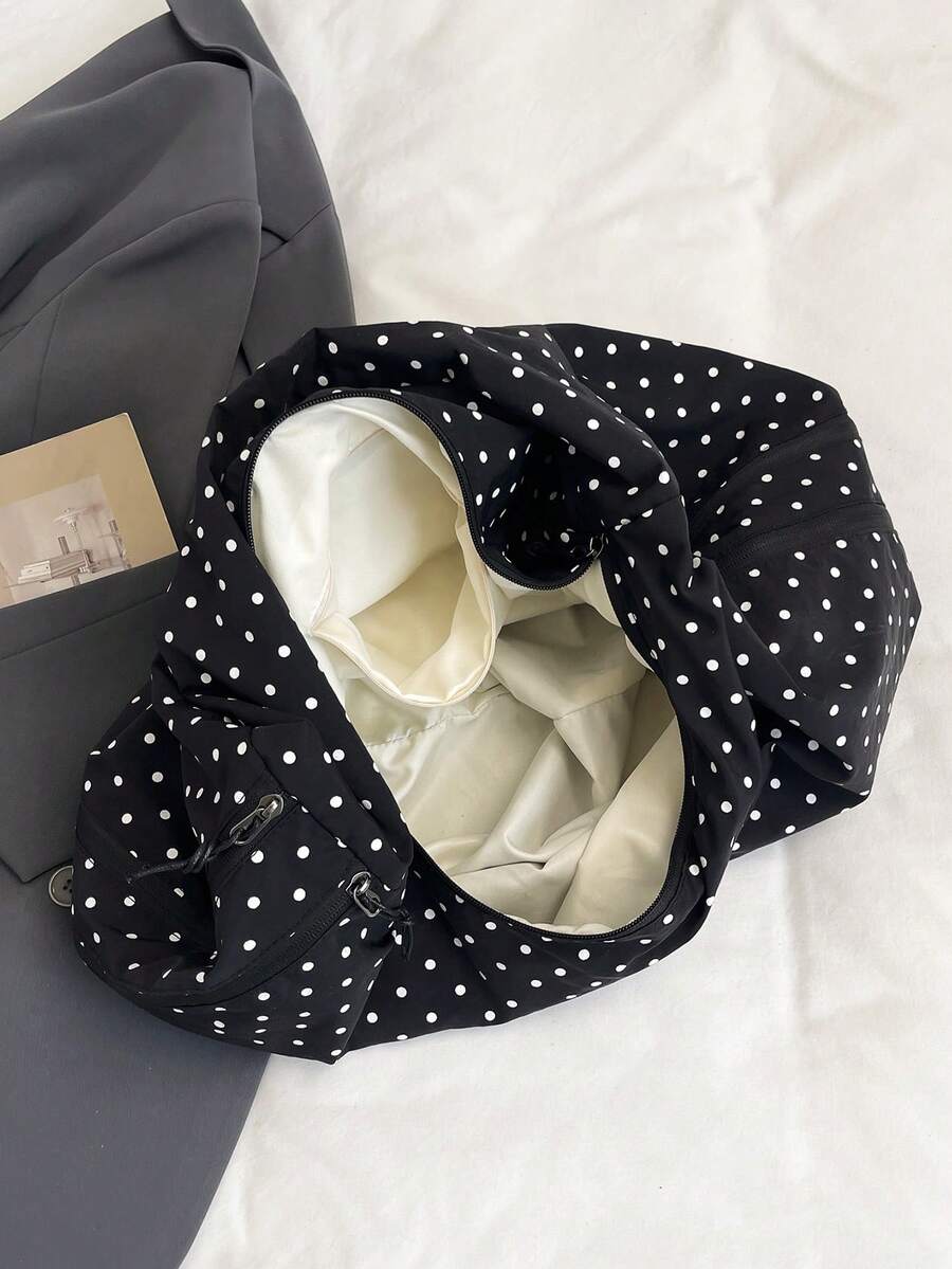 2026 Summer New Black Polka Dot Fashion High-End Large Capacity Multi-Pocket Multi-Compartment Shoulder Underarm Tote Bag