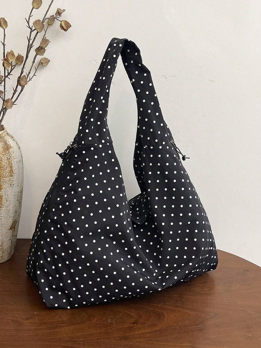 2026 Summer New Black Polka Dot Fashion High-End Large Capacity Multi-Pocket Multi-Compartment Shoulder Underarm Tote Bag