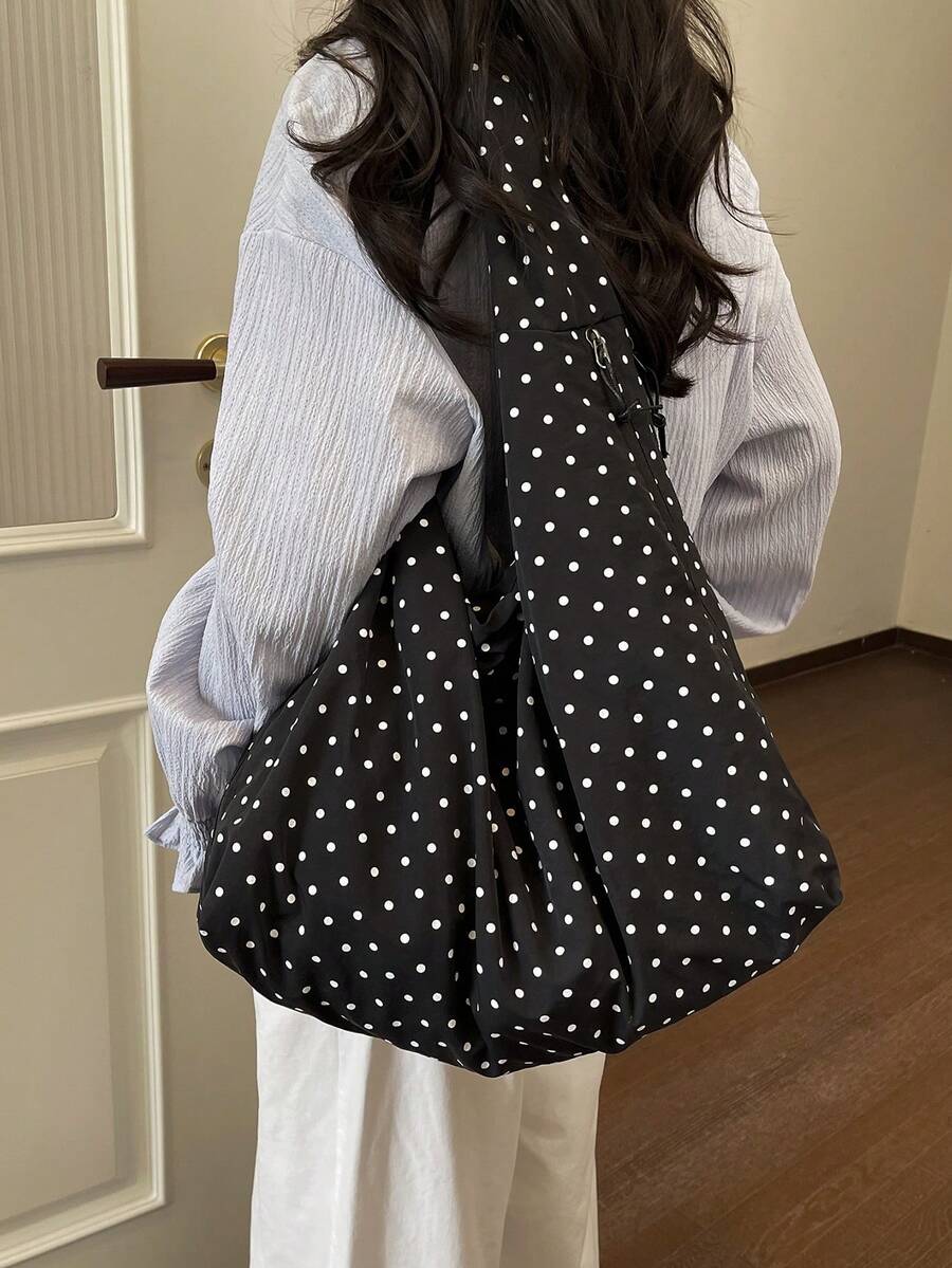 2026 Summer New Black Polka Dot Fashion High-End Large Capacity Multi-Pocket Multi-Compartment Shoulder Underarm Tote Bag
