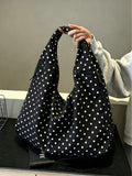2026 Summer New Black Polka Dot Fashion High-End Large Capacity Multi-Pocket Multi-Compartment Shoulder Underarm Tote Bag