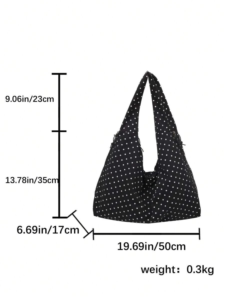 2026 Summer New Black Polka Dot Fashion High-End Large Capacity Multi-Pocket Multi-Compartment Shoulder Underarm Tote Bag