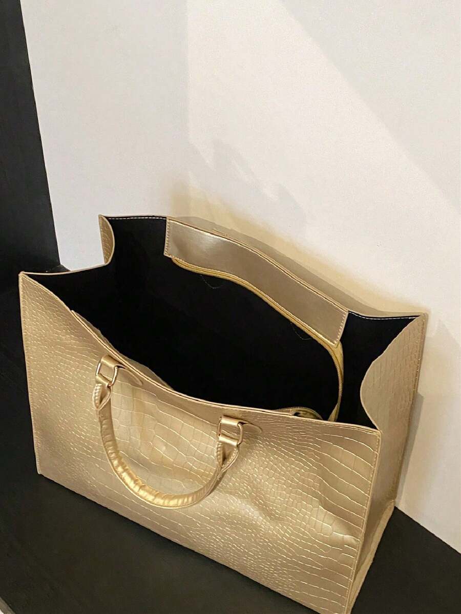 Fashion Snake Print Four Seasons Versatile Travel Shopping Bag Oversized Tote Bag