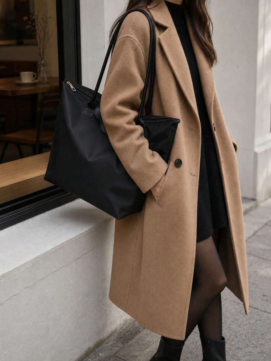 2026 New Summer Women's Large Capacity Zipper Shoulder Tote Bag With Hanging Ornament, Simple Versatile Solid Color Casual Crossbody Bag