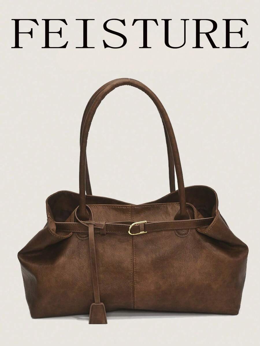 1pc Women's Large Capacity Shoulder Shopping Bag With Magnetic Closure, Suitable For Daily Outings, Dates, Commuting